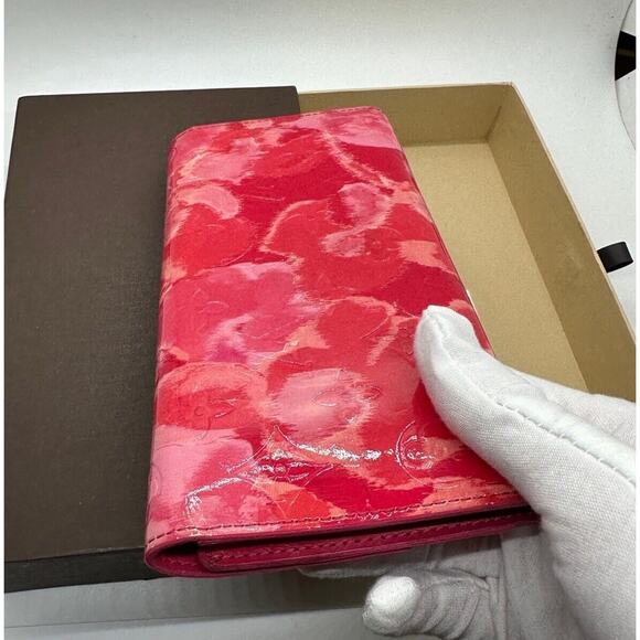 Rare Louis Vuitton Authentic LV Long Wallet Pink Floral Vernis Original Box - Picture 12 of 12